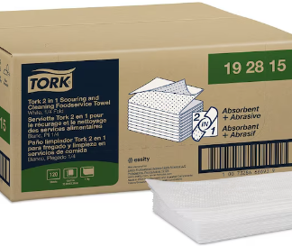 Tork 2 in 1 Scouring and Cleaning Foodservice Towel White, Absorbent, 1 x 120 Sheets