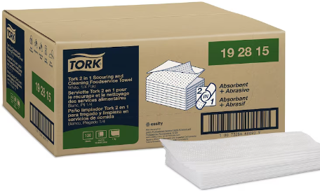 Tork 2 in 1 Scouring and Cleaning Foodservice Towel White, Absorbent, 1 x 120 Sheets