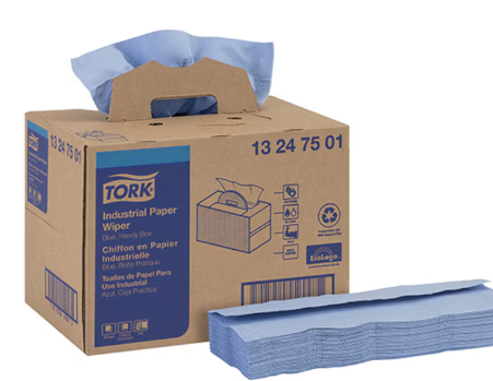 Tork Industrial Paper Wiper Blue, Handy Box W7 4-Ply, 1 x 180 Feet