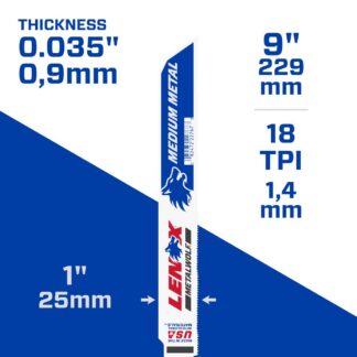 Lenox 9" x .035 x 1 in 18 TPI Metalwolf Wave Edge Recip Saw Blade (50 Pack)