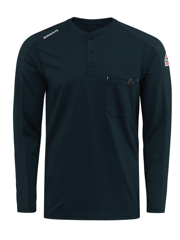 S Men's Flex Knit Henley With ERS Logo #517B Left Chest STL2NV-RG-S