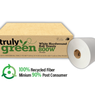 Truly Green 800W White Hardwound Roll Towels 1-Ply , 6 Rolls / Cs