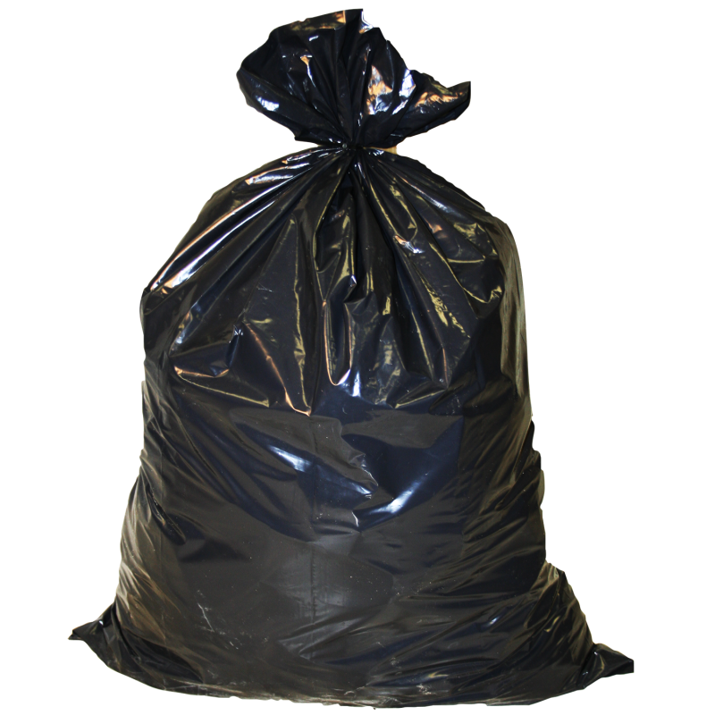 Poly Garbage Bag, Black Non-Printed Contractor Bag, Flat Folded, 33" x 50", 3.8 MIL, (100) Bags