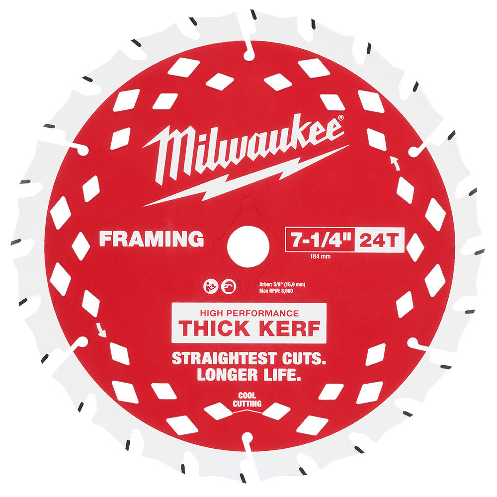 Milwaukee 7-1/4in 24t Thick Kerf Framing Circular Saw Blade Contractor Pack - 25pk