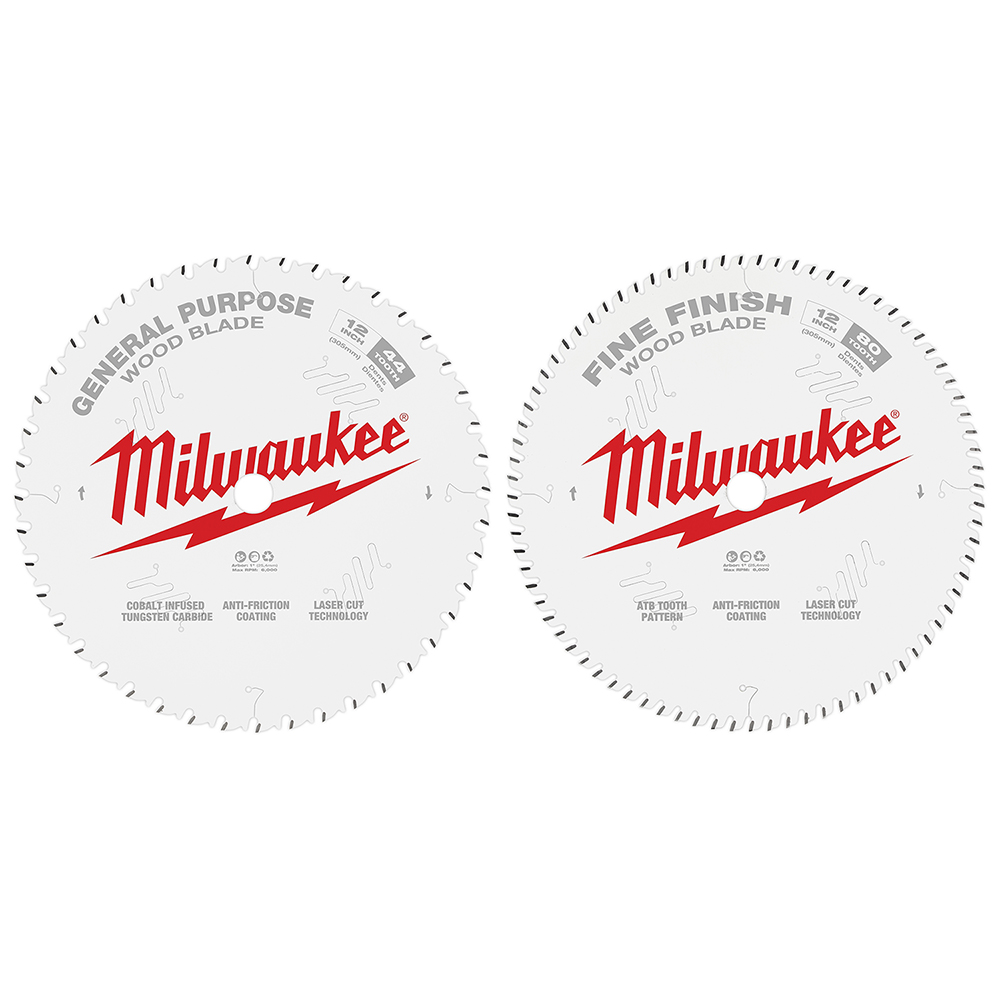 Milwaukee Circular Saw Two-pack Wood Cutting Blades 12in 44t + 80t