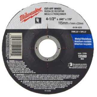 Milwaukee 4-1/2in X .045in X 7/8in Cut-off Wheel (type 27)