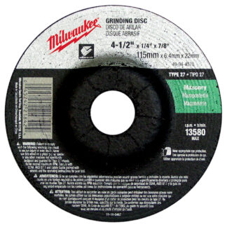 Milwaukee 4-1/2in X 1/4in X 7/8in (type 27) Grinding Wheel