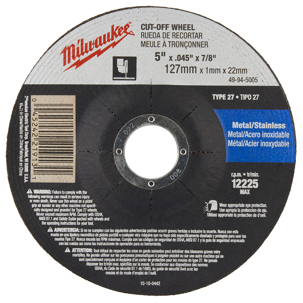 Milwaukee 5in X .045in X 7/8in Cut-off Wheel (type 27)