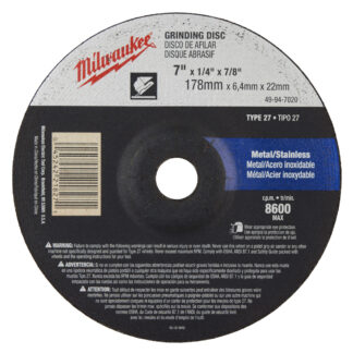Milwaukee 7in X 1/4in X 7/8in Grinding Wheel (type 27)