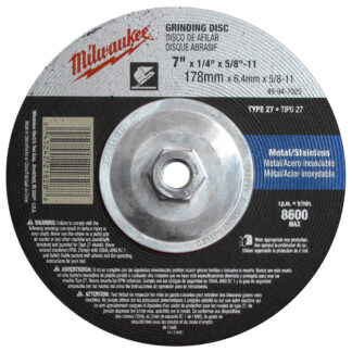 Milwaukee 7in X 1/4in X 5/8-11in Grinding Wheel (type 27)