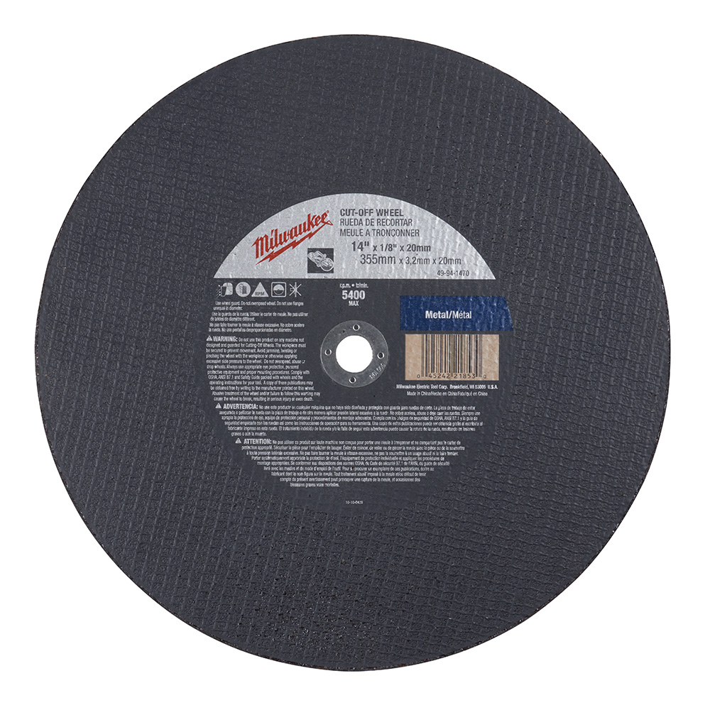 Milwaukee 14in X 1/8in X 1in Cut-off Wheel (type 1)