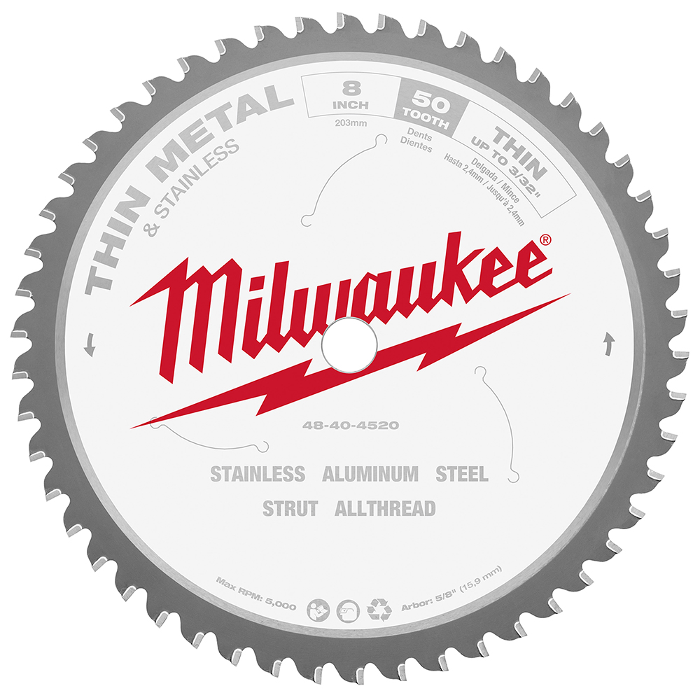 Milwaukee 8in Thin Metal & Stainless Cutting Circular Saw Blade