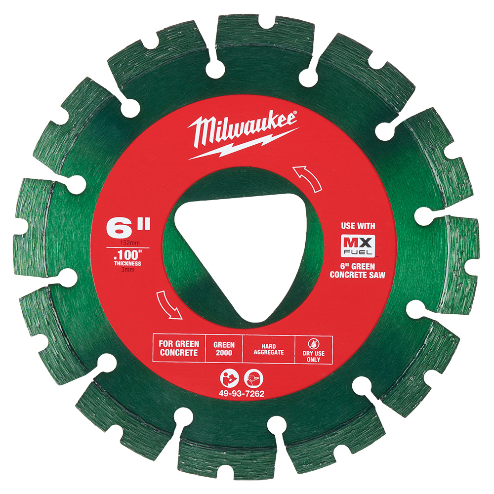 Milwaukee Green 6 X .100 Diamond Blade For Green Concrete