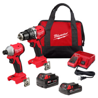 Milwaukee Compact Brushless 2-tool Combo Kit 1/2in Hammer Drill 1/4in Hex 3-speed