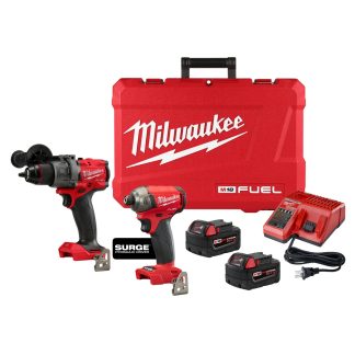 Milwaukee M18 Fuel 2-tool Combo Kit 1/2 Hammer Drill Surge 1/4 Hex Hydraulic Driver (2)