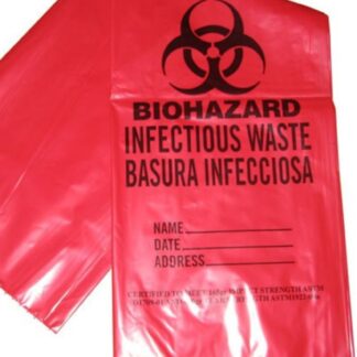 Can Liners, 33X39, 4 MIL Red Biohazard Print LLDPE Flat Seal, Sold Per Case (100 Per Case)