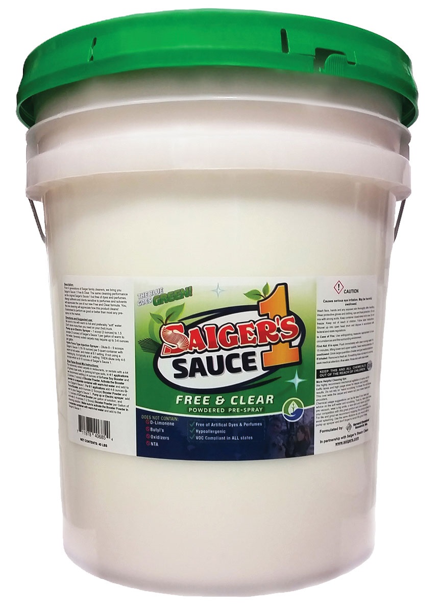 Saiger's Sauce 1 Free & Clear Prespray, 40# Pail