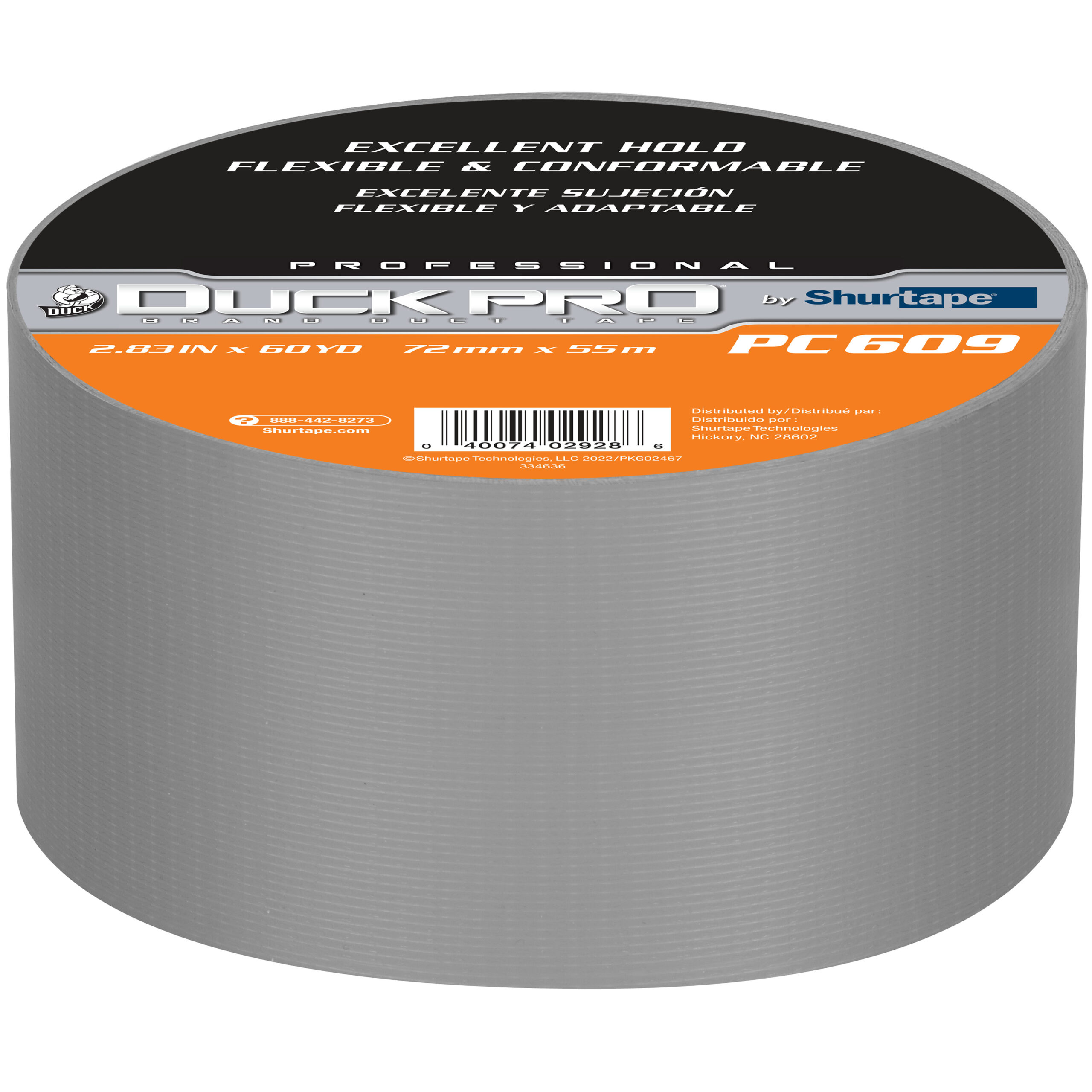Duck Pro by Shurtape Professional Grade, Co-Extruded Cloth Duct Tape - PC 609 - Silver - 10.0 mils - 72mm x 55m
