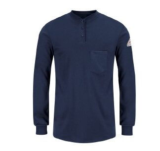 M Women's Lightweight FR Henley With ETI Logo #el735g On Left Chest, Navy SEL3NV-RG-M
