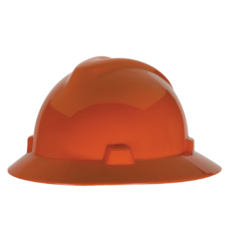 MSA 496075 Orange Full Brim V-Gard Hard Hat with Fas-Trac Ratchet Suspension