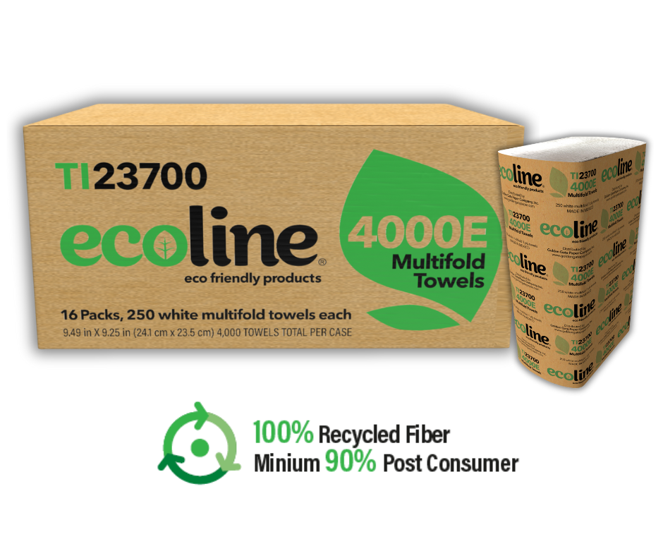 Ecoline 4000E White Multifold Towels 1-Ply, 16 Packs / Cs