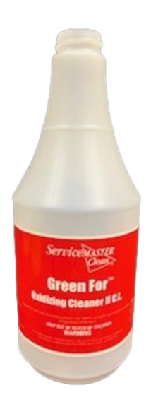 ServiceMaster Branded Green For Oxidizing Cleaner 24oz Silk Screened Bottle, Bottle Only