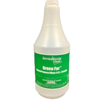 ServiceMaster Branded Green For General Cleaner 24oz Silk Screened Bottle, Bottle Only
