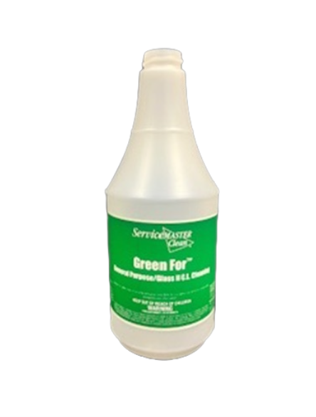 ServiceMaster Branded Green For General Cleaner 24oz Silk Screened Bottle, Bottle Only