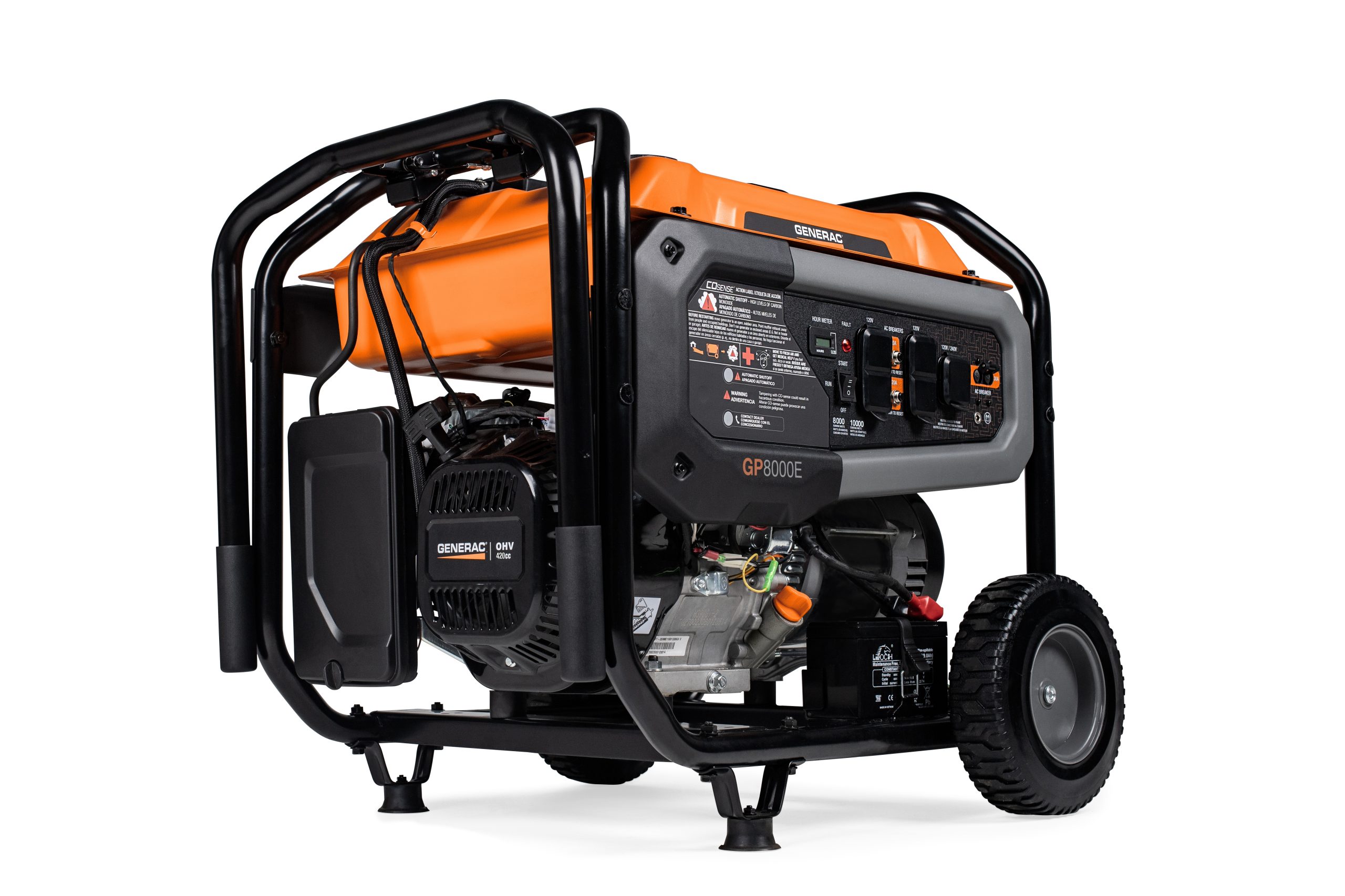 Generac Portable Generator GP8000E, Wheel and Handle Kit Included