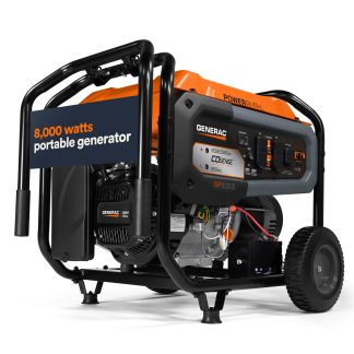 Generac Portable Generator, 8000W, Electric Start with COsense