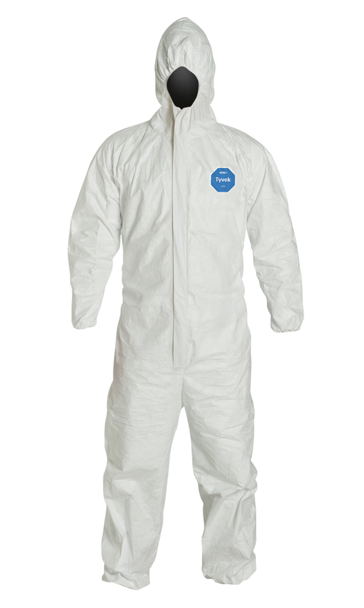 DuPont, Coveralls, Tyvek, With Elastic Hood, Wrist and Ankles, Size 4XL, 25 Per Case