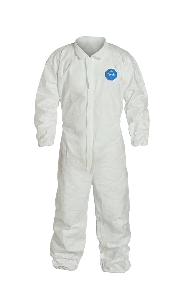 DuPont, Coveralls, Tyvek, With Elastic Wrists and Ankles, L, 25 Per Case