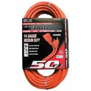 US Wire & Cable, Extension Cord, Single Tap 14/3, Orange, 50'