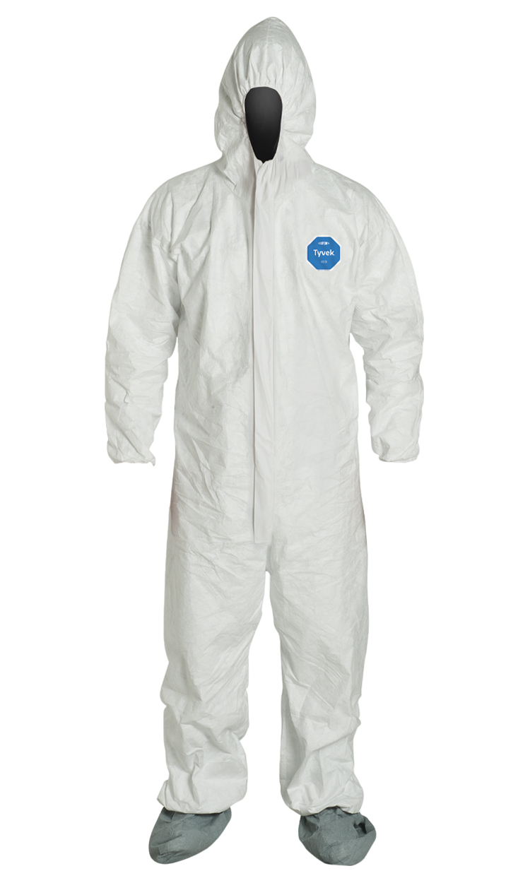 DuPont Coveralls with Boots, Tyvek, Size 2XL