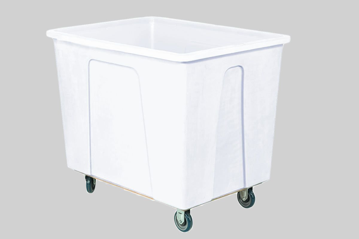 Poly Box Cart, 5" Caster Wheels, 550 lbs. Capacity, White, 96 Gallon