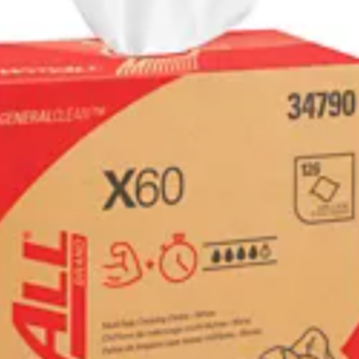 Kimberly-Clark WYPALL X60 Cloths in Pop-Up Box, White, 115 Sheets per Box, 10 Boxes per Case