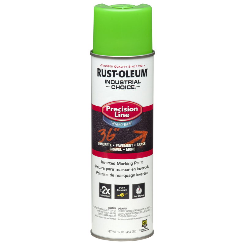 Rust-Oleum Paint, Inverted Marking Spray Paint, Fluorescent Green, 17 oz.