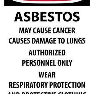Asbestos Danger Keep Out Sign, Paper, 11" x 17"