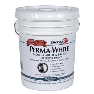 Zinsser, Mold Prevention, Perma-White Mold and Mildew Proof Paint, White, Eggshell, 5 Gallons