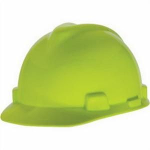 MSA, Hard Hat, V-Gard, Bright Green, Fas-Trac Ratchet Suspension