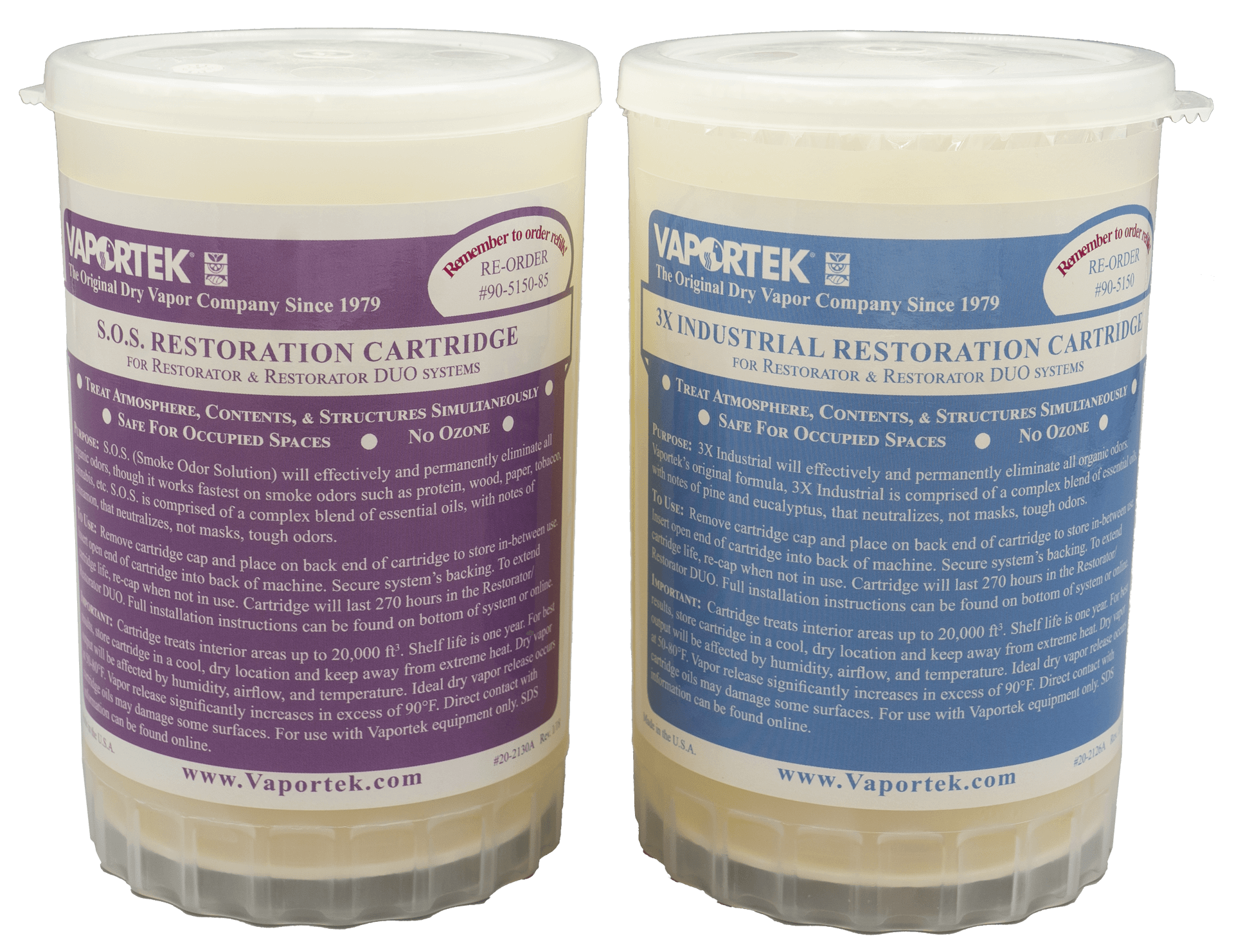 Vaportek, Odor Remover, 3X Industrial Cartridge Refill for Restorator, (1) Cartridge