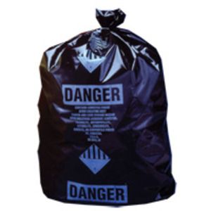Poly Garbage Bag, Black ACM-Printed Contractor Bag, Perforated, 30" x 40", 2.1 MIL, (100) Bags