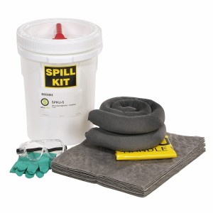 Spilltech, Spill Kit, Grey, 5 Gallon Pail, Polyethylene, 12" x 16-3/4"