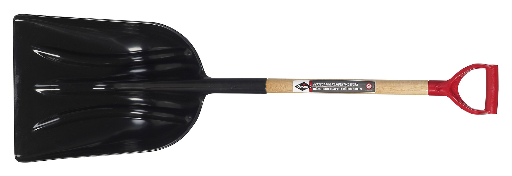 Scoop Shovel, D-Grip Short Wood Handle, Plastic Grain Head
