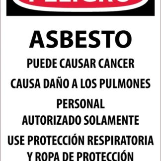 Spanish Asbestos Peligro Sign, 14" X 18", 200 Per Pack