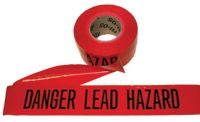 Presco Barricade Tape, Red Danger Lead Hazard, 3"x 1000', 2 MIL