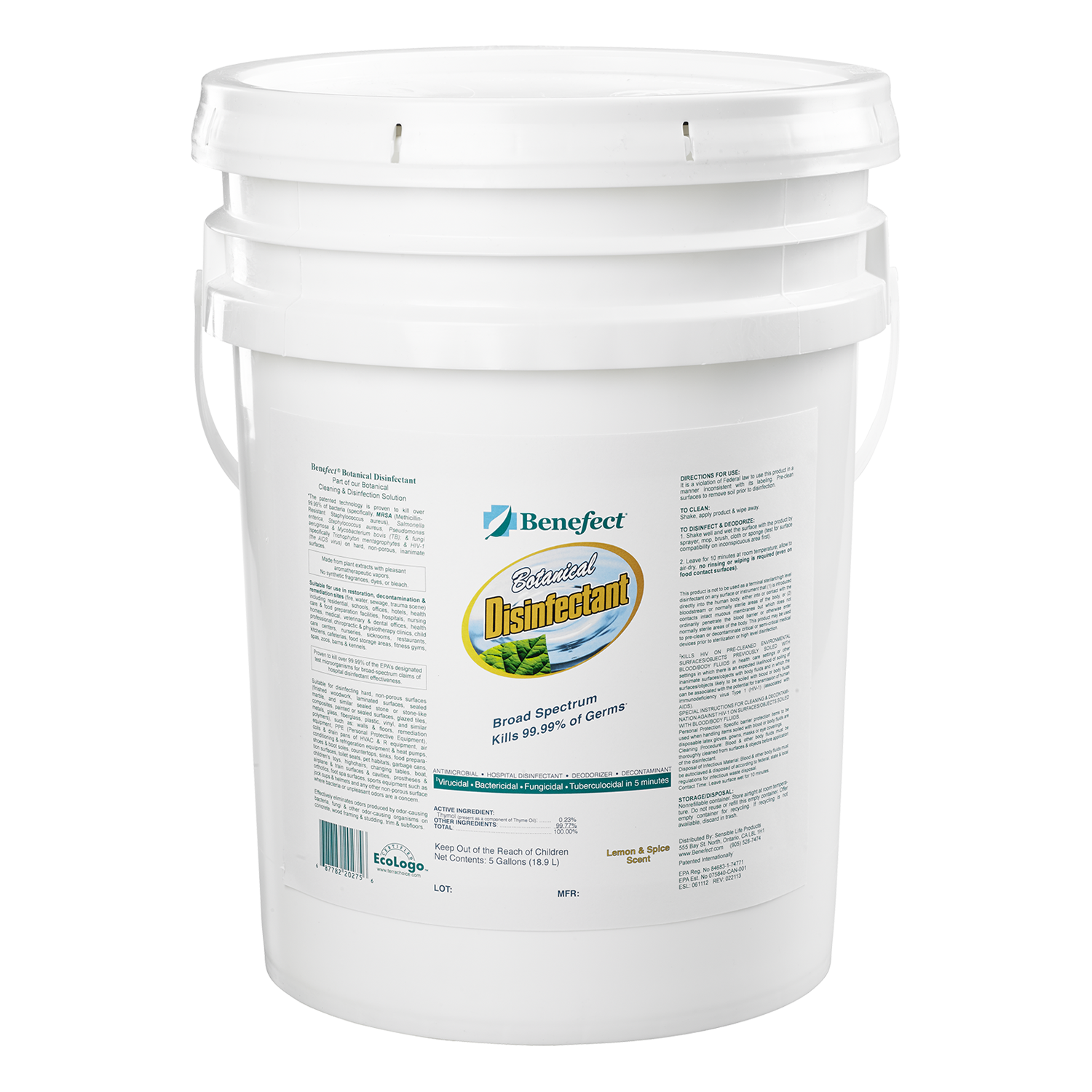 Benefect, Antimicrobial, Benefect Botanical Disinfectant, 5 Gallons