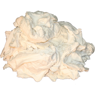 Reclaimed Cotton Knit Rags, White, 50 lbs Box