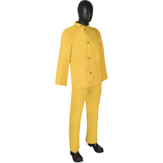 Liberty Glove & Safety Poly Rainsuit with Bib Overalls and Jacket with Detachable Hood, Size XL