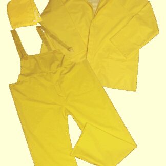 Liberty Glove & Safety Poly Rainsuit with Bib Overalls and Jacket with Detachable Hood, Size 3XL